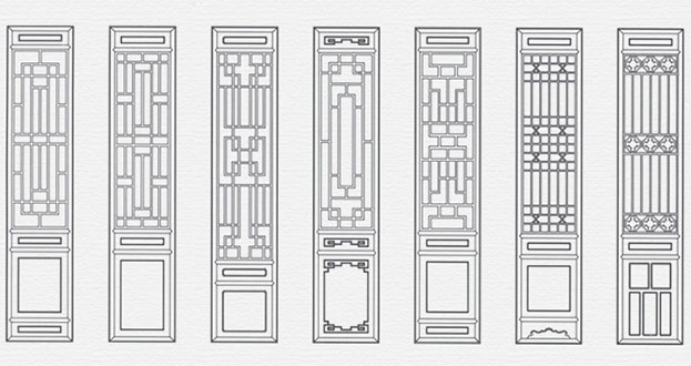 麻章常用中式仿古花窗图案隔断设计图